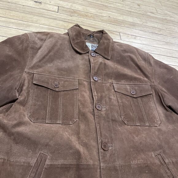 NEUTRAL TERRITORY Parka Leather Jacket Men M Brown Western Cowboy Button Coat 46 - Picture 16 of 16